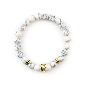 Howlite Crown Beaded Bracelet